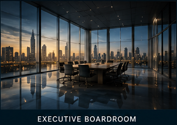 Executive boardroom prepared for a private project discussion